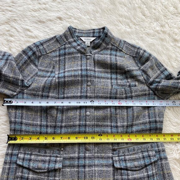 Vintage LL Bean Jacket Plaid Checkered Wool 90s Y2K Equestrian Women Size Large - Picture 9 of 12